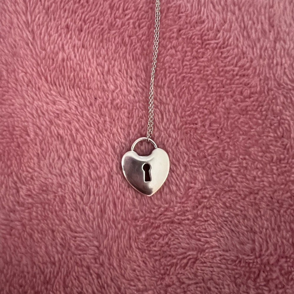 Tiffany & Co. Silver Heart Keyhole Necklace